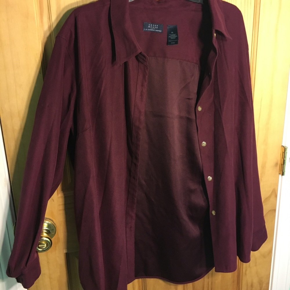 Deep red button up